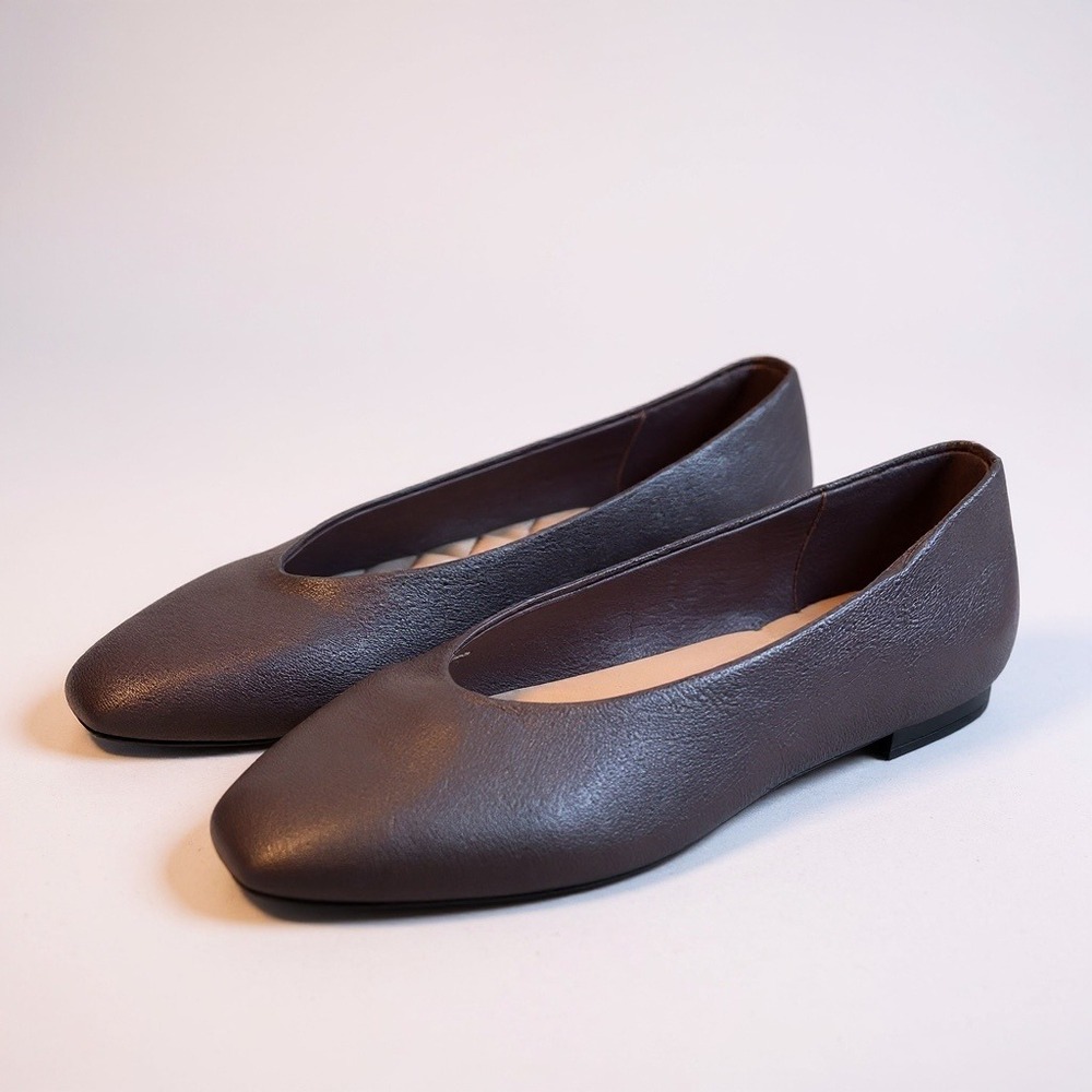 Birdies The crane ballet Flats burgundy Leather Square Toe Slip On Shoes Size 9